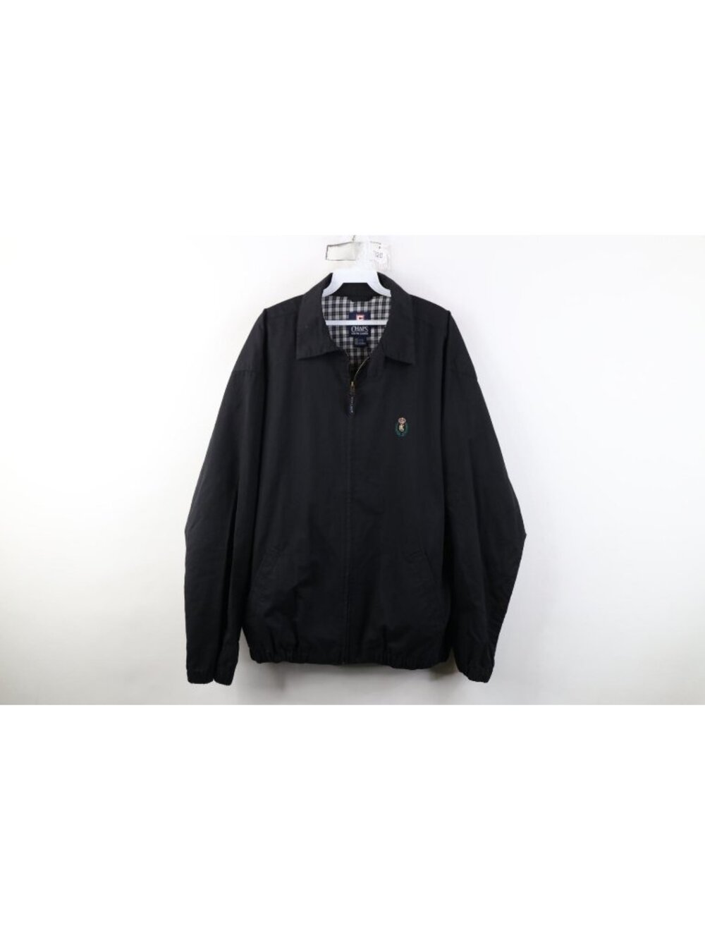 Vintage 90s Chaps Ralph Lauren Mens XL Crown Monogram Lined Bomber Jacket Black